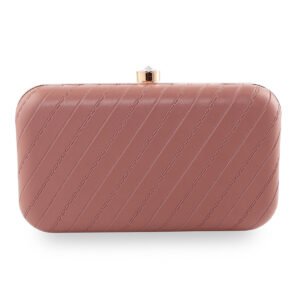 ESBEDA Peach Color Line Texture Box Clutch For Women