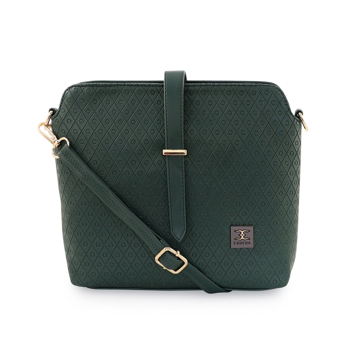 ESBEDA Green Color Twill Emboss Sling Bag For Women