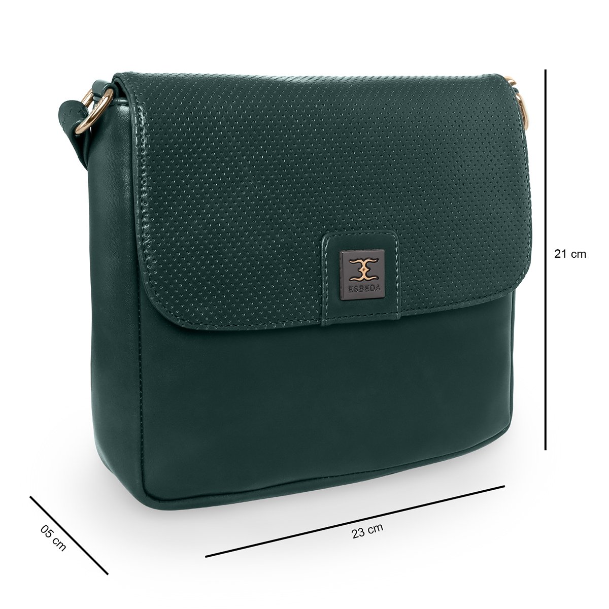 ESBEDA Dark Green Color Solid Pattern Tiny Dots Cross Sling Bag For Women