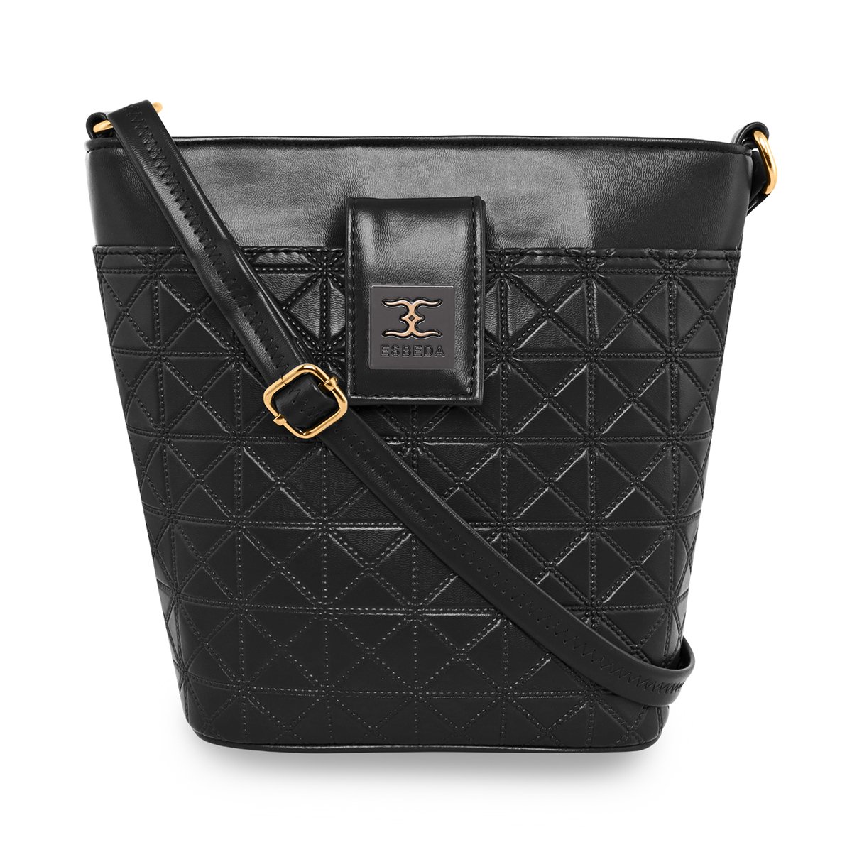 ESBEDA Black Colour Emboss Texture Sling bag for Women