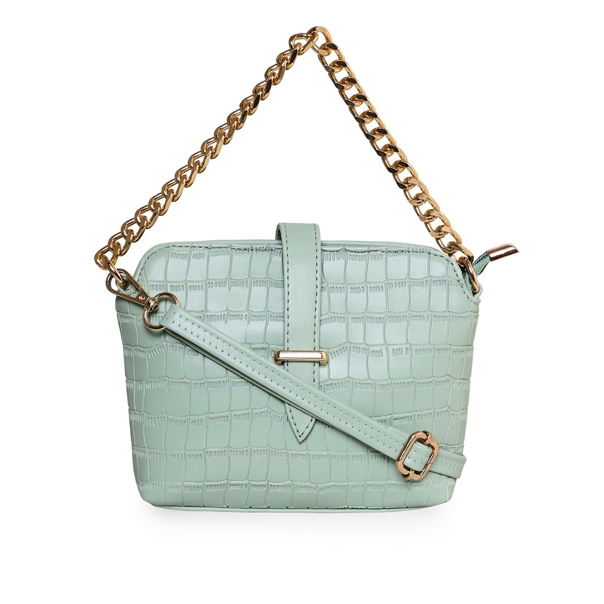ESBEDA Olive Green Color Solid Pattern Crossbody Box Sling Bag For Women