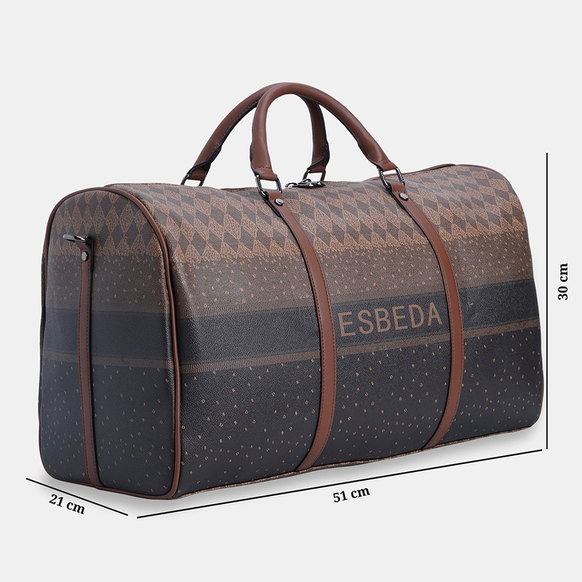 ESBEDA Brown Color Branding Print Duffle Bag For Unisex