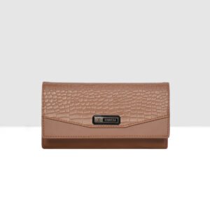 ESBEDA Tan Color Croco Embossed Wallet For Women