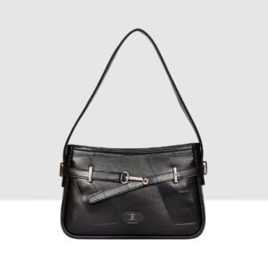 ESBEDA Black Color Stitching Embossed Handbag For Women