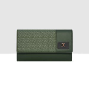 ESBEDA Olive Color Wicker Pattern Wallet For Women