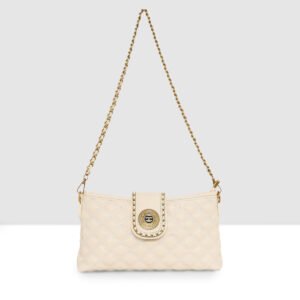 ESBEDA Cream Color Quilted Pattern Sling Bag For Women